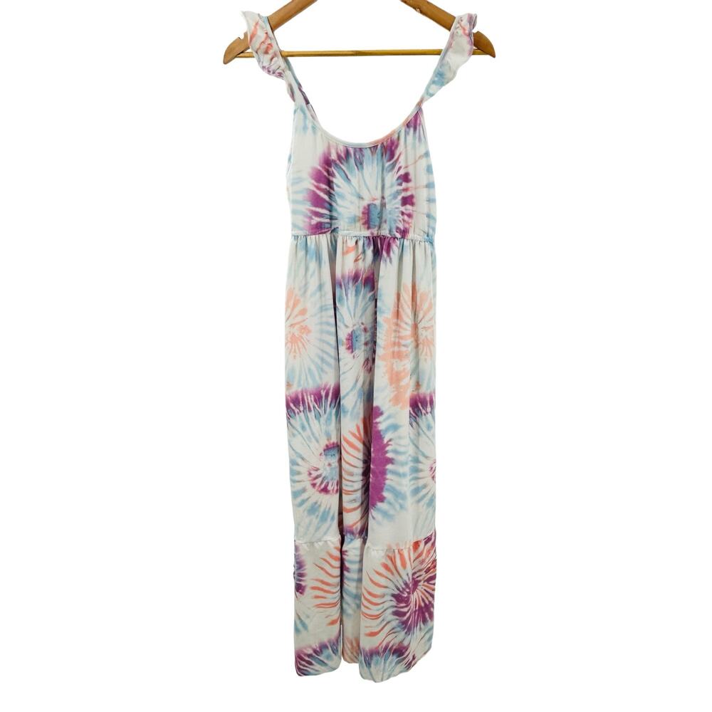 32° Cool Degrees Maxi Dress‎ Ruffle Strap Purple Blue Tie Dye Youth large 12/14